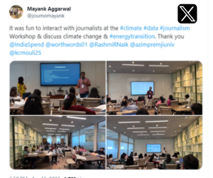 It was fun to interact with journalists at the #climate #data #journalism Workshop & discuss climate change