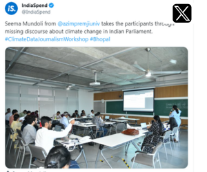 Seema Mundoli from @azimpremjiuniv takes the participants through missing discourse about climate change in Indian Parliament.