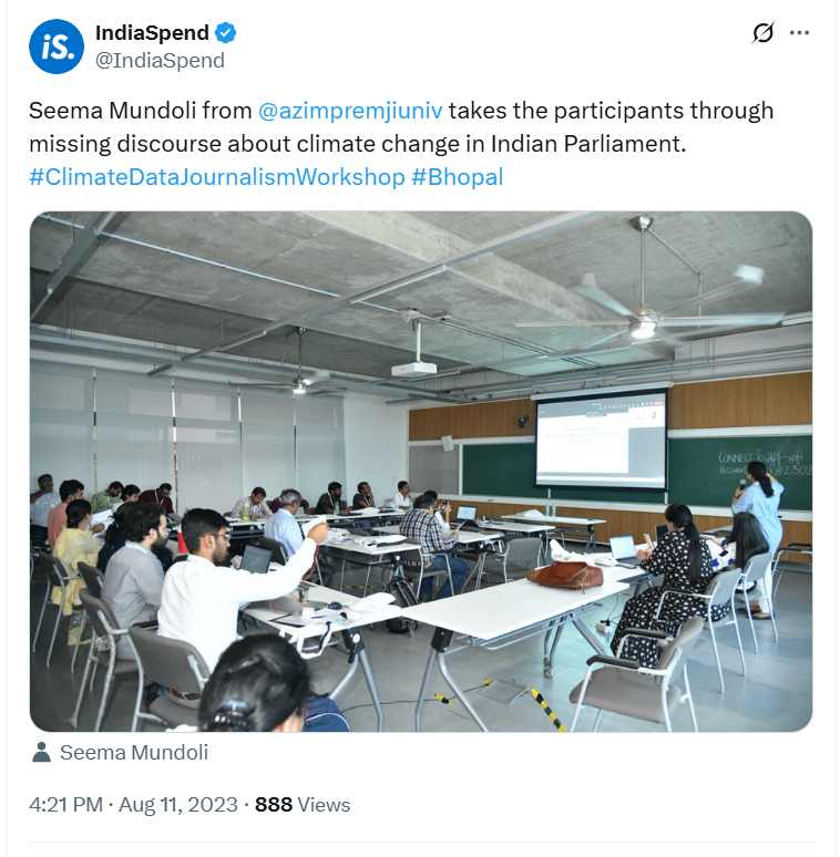 Seema Mundoli from @azimpremjiuniv takes the participants through missing discourse about climate change in Indian Parliament.